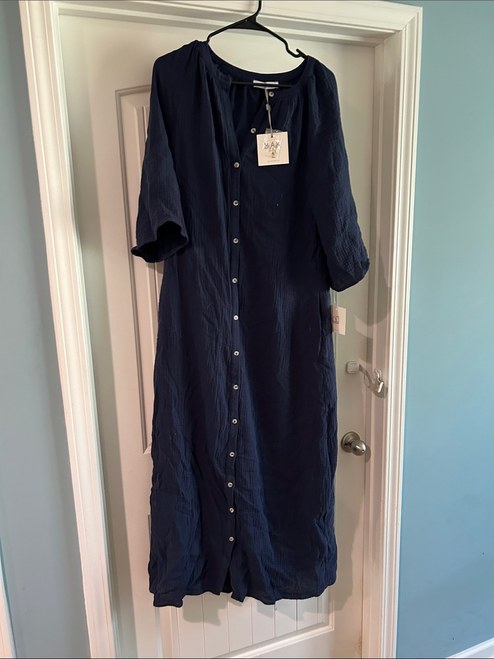 Blank Navy Button-Front Maxi Dress